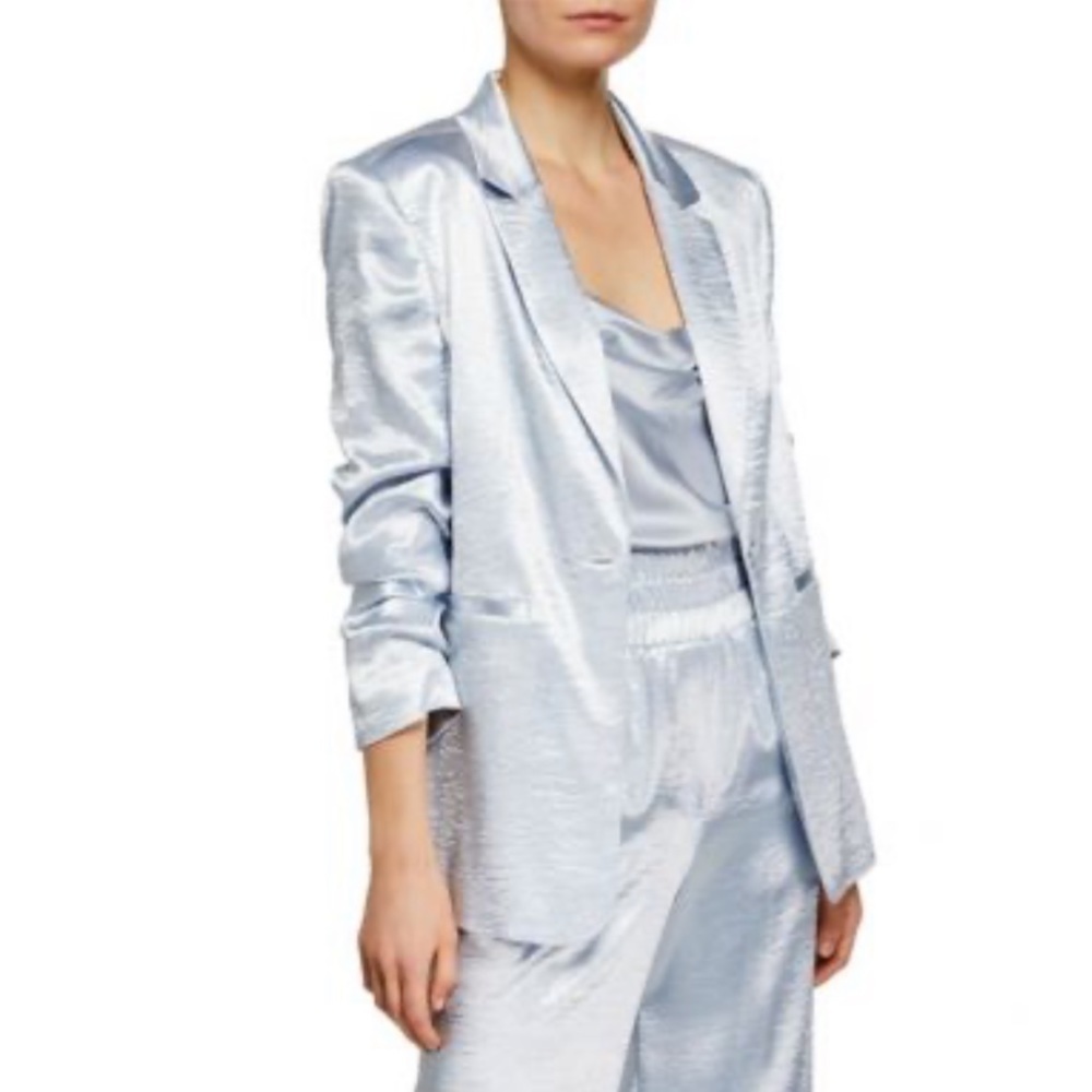 CINQ A SEPT Kylie Satin Blazer in Silver Size 00 NWT